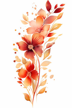 red and orange flowers on a white background
