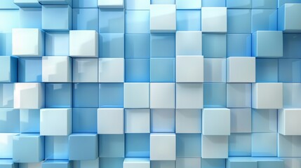 Blue and white 3D cubes background.