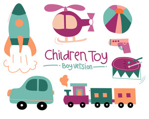 Naklejka premium Children Toys icon collection - vector color illustration