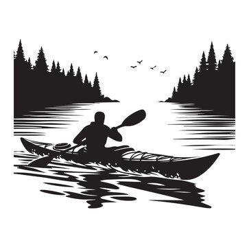recommend clip art: Kayaking silhouette vector Rafting and Kayaking river kayak man silhouette logo