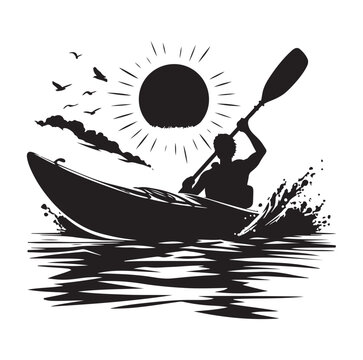 recommend clip art: Kayaking silhouette vector Rafting and Kayaking river kayak man silhouette logo