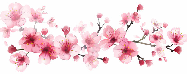 sakura flower graphic featuring a variety of pink and red flowers, including a red and pink flower, arranged in a row from left to right