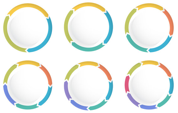 Circle arrows for infographics, 3 - 8 arrows