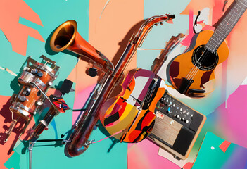 background with musical instruments