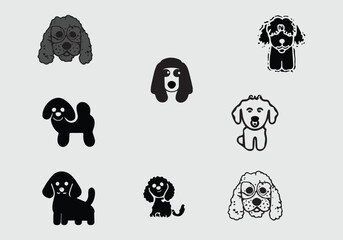 Minimal Black Bichpoo icon illustration design