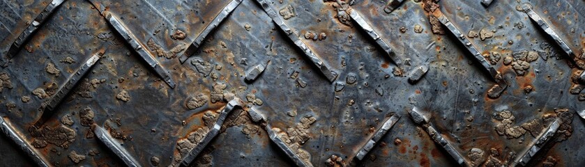 Rusted metal texture with rivets abstract background