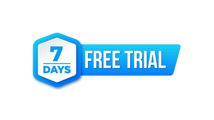 1 Days Free Trial Banner Animation, Alpha channel, transparent background. 4K resolution