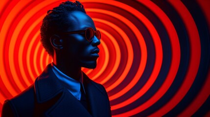 African-American young male - side profile - psychedelic. - wacky and strange - trippy 