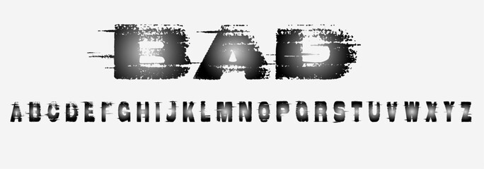 Bad font alphabets, vector typeset.