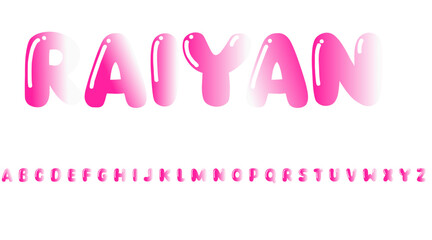 Raiyan font alphabets, Vector typeset.