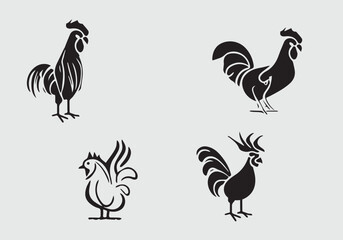 Minimal style black cock illustration design