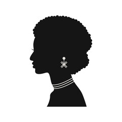 Black Women's History Month. Women's Day. Black Silhouette with Side Pose. Vector Illustration