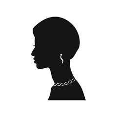 Black Women's History Month. Women's Day. Black Silhouette with Side Pose. Vector Illustration