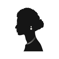 Black Women's History Month. Women's Day. Black Silhouette with Side Pose. Vector Illustration