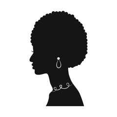 Black Women's History Month. Women's Day. Black Silhouette with Side Pose. Vector Illustration