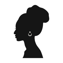 Black Women's History Month. Women's Day. Black Silhouette with Side Pose. Vector Illustration