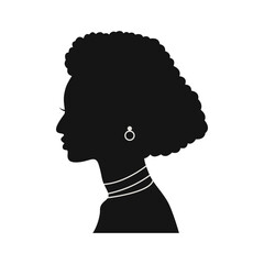 Black Women's History Month. Women's Day. Black Silhouette with Side Pose. Vector Illustration