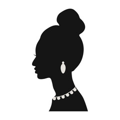 Black Women's History Month. Women's Day. Black Silhouette with Side Pose. Vector Illustration