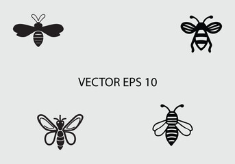 Minimal stylish Bee icon illustration design