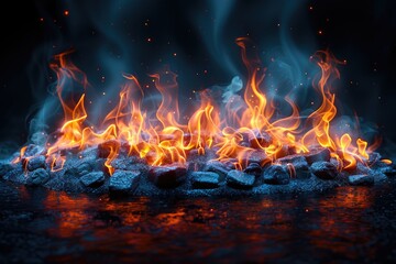Fire images. Fire and smoke background, Fire on black screen background, Glowing fire and smoke images,