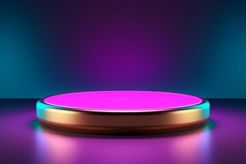 Pink and blue glowing circle stage