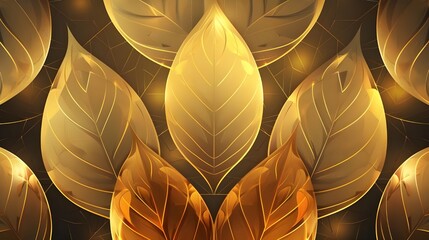 Luxury golden wallpaper. Floral pattern with gold leaves. background with nature elements in line art style.