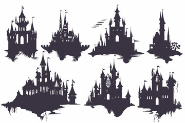 Obraz premium Silhouette of Castle Set