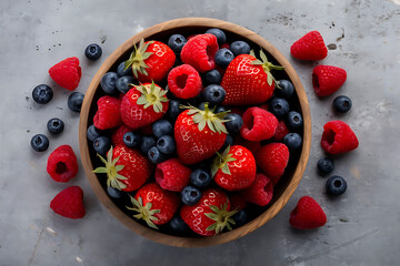 strawberries and blueberries in a bowl
