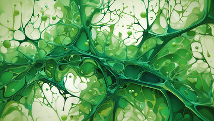 Abstract neurons artworks 3d illustration on green color background design wallpaper