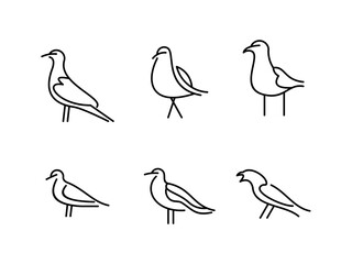 collection of unique seagull line art sets, minimalist seagull line logo design