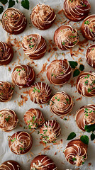 Fototapeta premium AI generated illustration of Assorted pastries arranged on a table