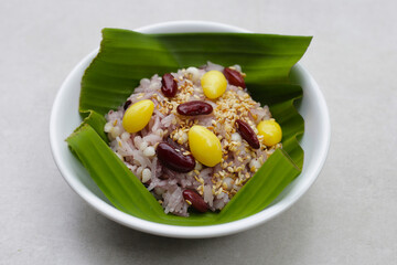 Sweet sticky rice with grains. Thai dessert