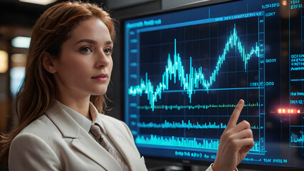 A Business girl and growth graph.