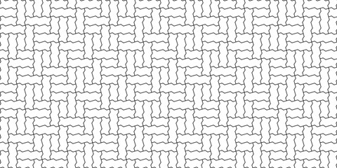 Fototapeta premium Mix zig zag paving blocks pattern. Seamless landscape interlocking brick texture design in vector. Digital and print background wallpaper visual material.
