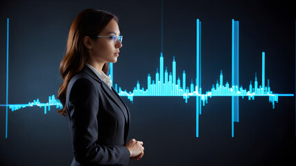 A Business girl and growth graph.