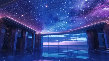 Nighttime View With Starry Ceiling Atmosphere