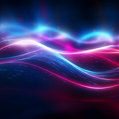 Abstract futuristic background with glowing waves and lights. Generative AI.
