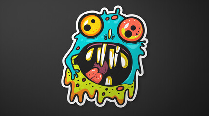 Horryfying animated colourful germs stickers backgrounds.