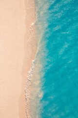 Summer seascape beautiful closeup. Blue sea water in sunny day. Top view from drone. Sea aerial...