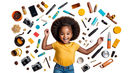happy fun having background child girl african studio portrait children black smile funny isolated adorable attractive casual attire cute education face fashion lifestyle little look model 1 people