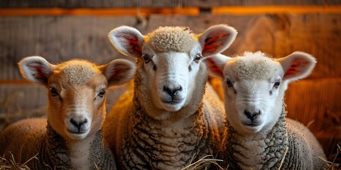 Sheep: Docile Herbivores Valued for Wool and Meat; Lambs are Young Sheep. Concept Agriculture,...