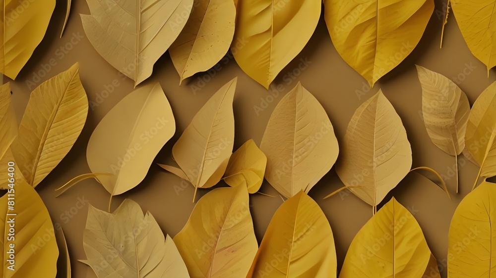 Aufkleber color of the year 2021 minimal simple yellow leaf abstract background generative ai