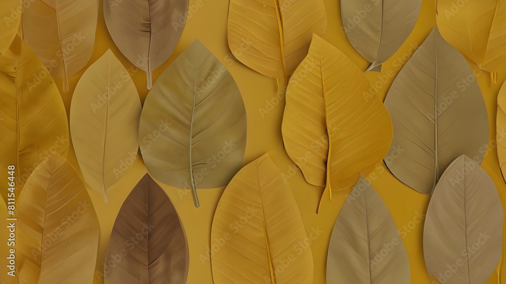 Poster color of the year 2021 minimal simple yellow leaf abstract background generative ai