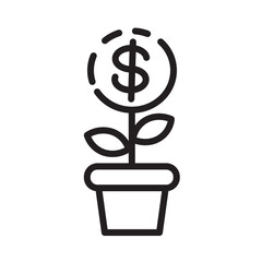 Bank Interest Profit Line Icon