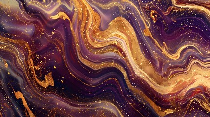 Golden swirls on a purple canvas
