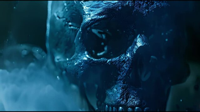 skull head In Lighting on a dark background