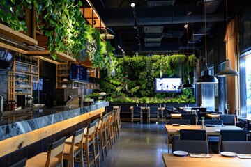 A bio-digital fusion restaurant serving sustainable, lab-grown cuisine and innovative fusion dishes. 