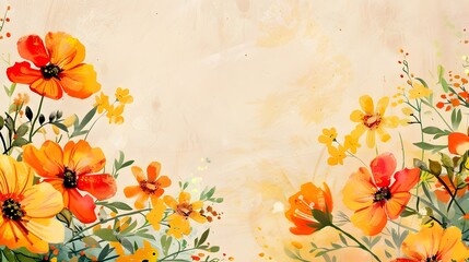 Vibrant Floral Bouquet in Warm Tones Blooming in Lush Summer Meadow