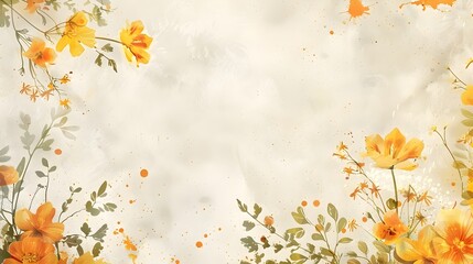 Vibrant Autumnal Foliage with Delicate Floral Accents Forming a Serene Natural Backdrop