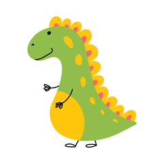 Green cute dinosaur. Dino clipart for children's clothing designs, t-shirts, posters, prints, cups, plates